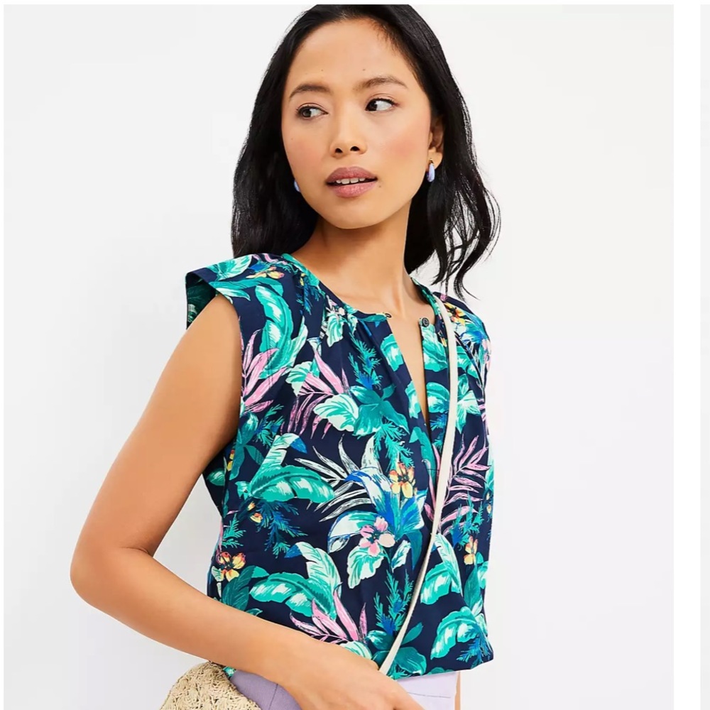 LOFT Flutter Sleeve Botanical Top
